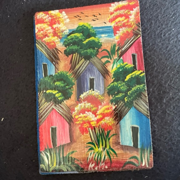 2 Pieces Haiti Paintings  4x6 in. Chipboard Panel Painting - Picture 3 of 6